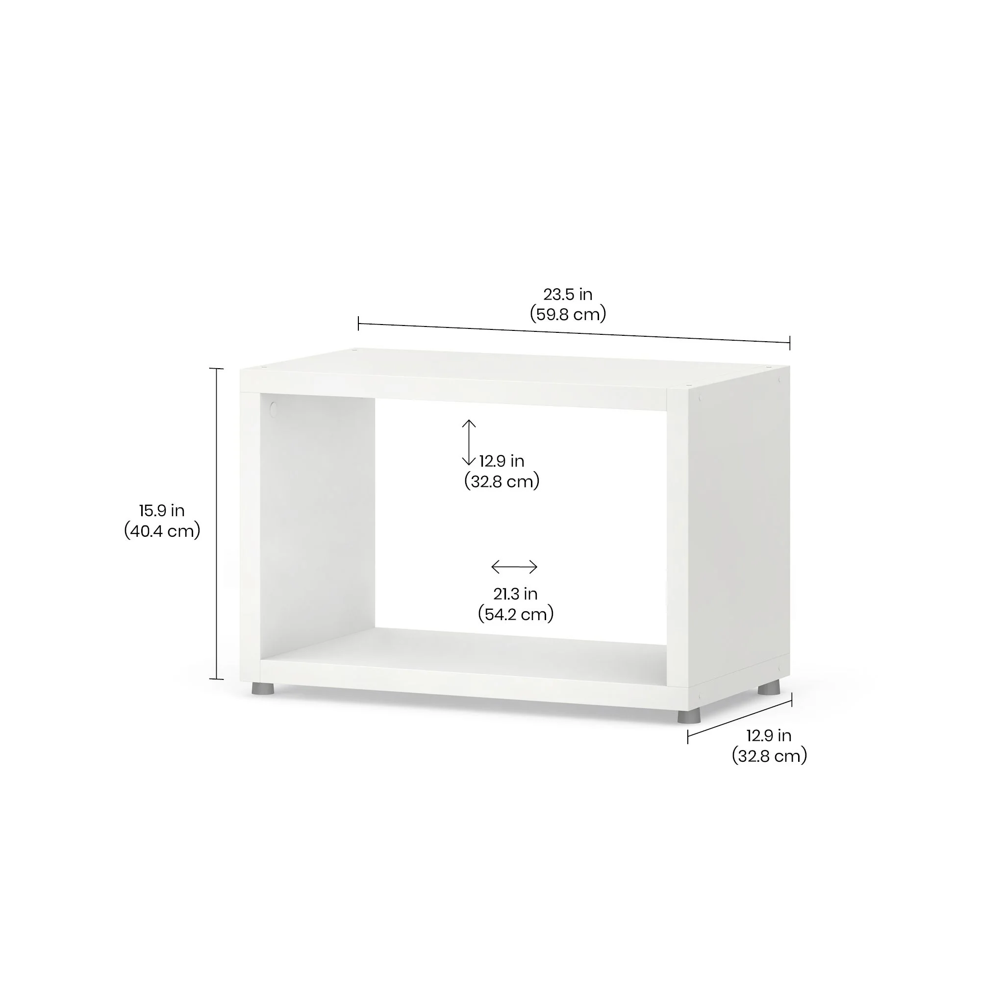 BOON Cube Storage Shelf Rectangular 1x1 Accessorized with Oak Door - Image 2