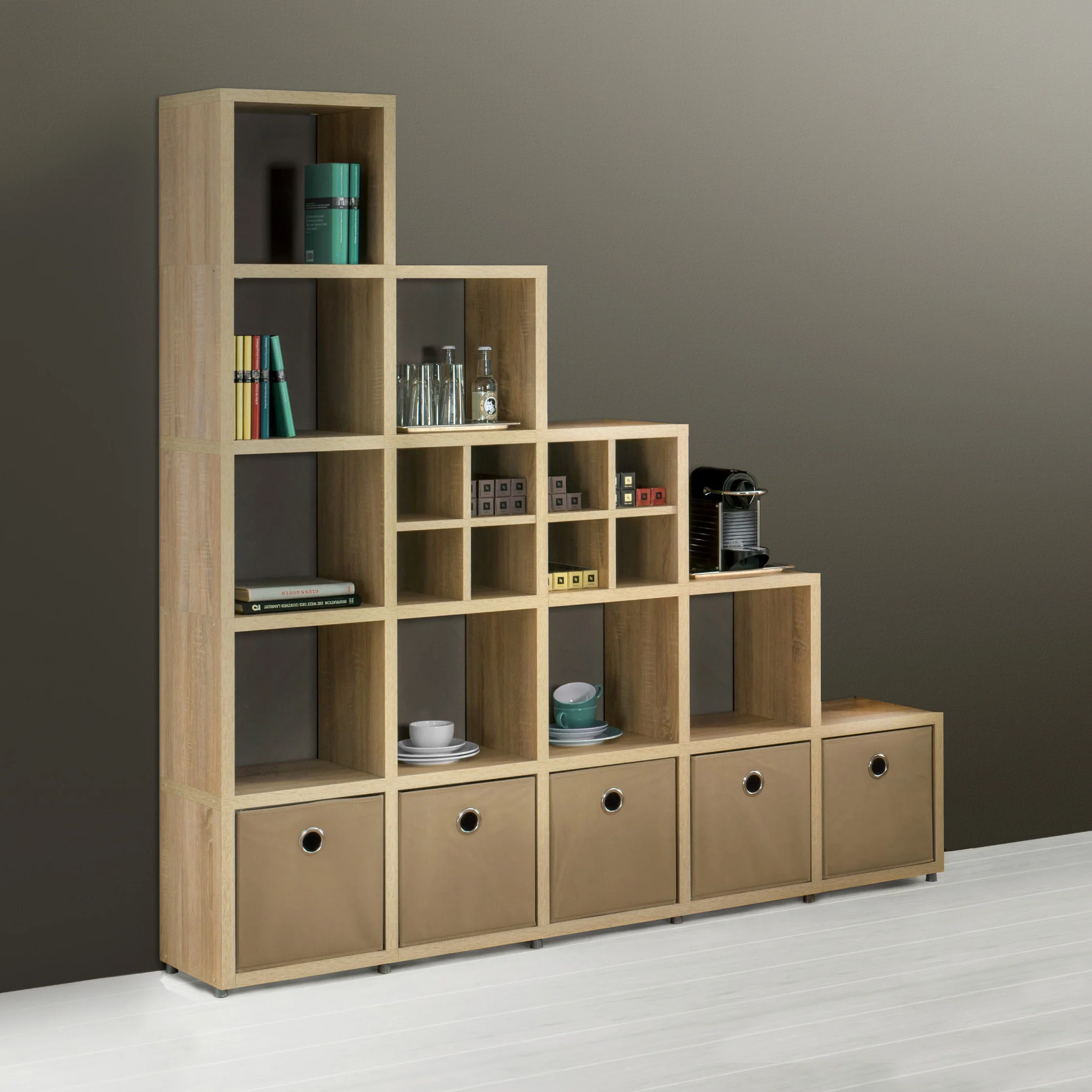 BOON Cube Storage Shelf Square Step 6x6 Accessorized - Image 3